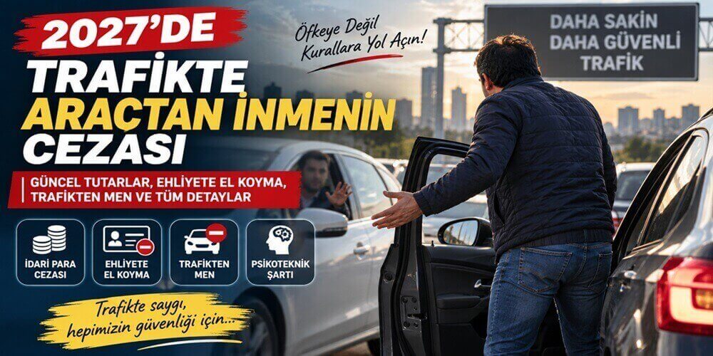 2027&rsquo;de Trafikte Ara&ccedil;tan İnmenin Cezası: G&uuml;ncel Ceza, Ehliyete El Koyma, Trafikten Men